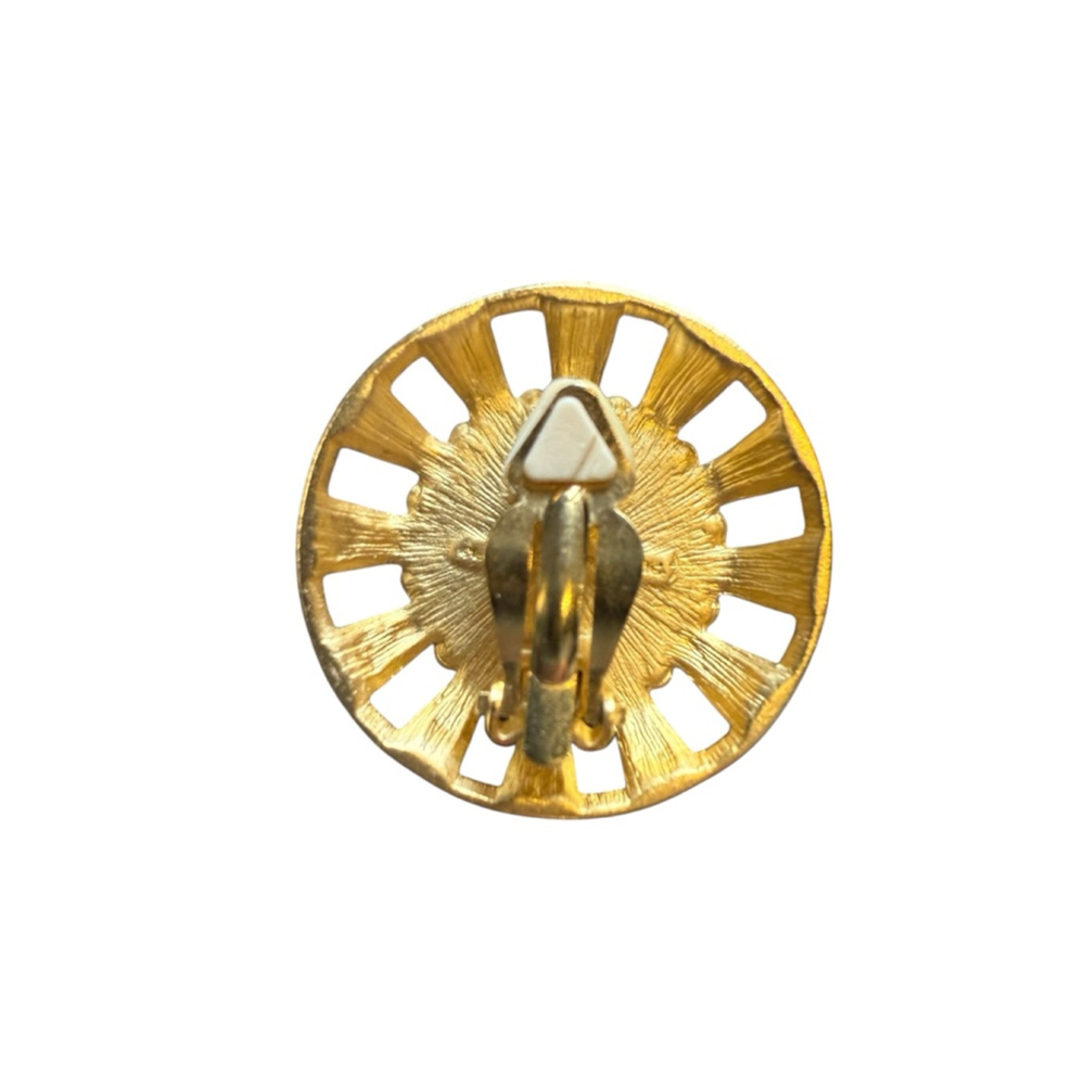 Liz Claiborne Gold Blue Round Clip-On Earrings One Size 1.5 inch - Picture 6 of 7